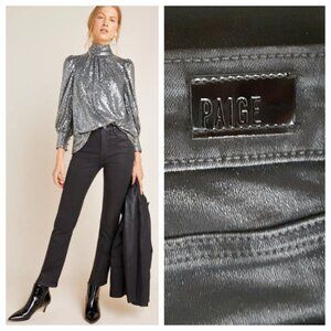 Coated Denim High-Rise Flare Jeans (PAIGE)